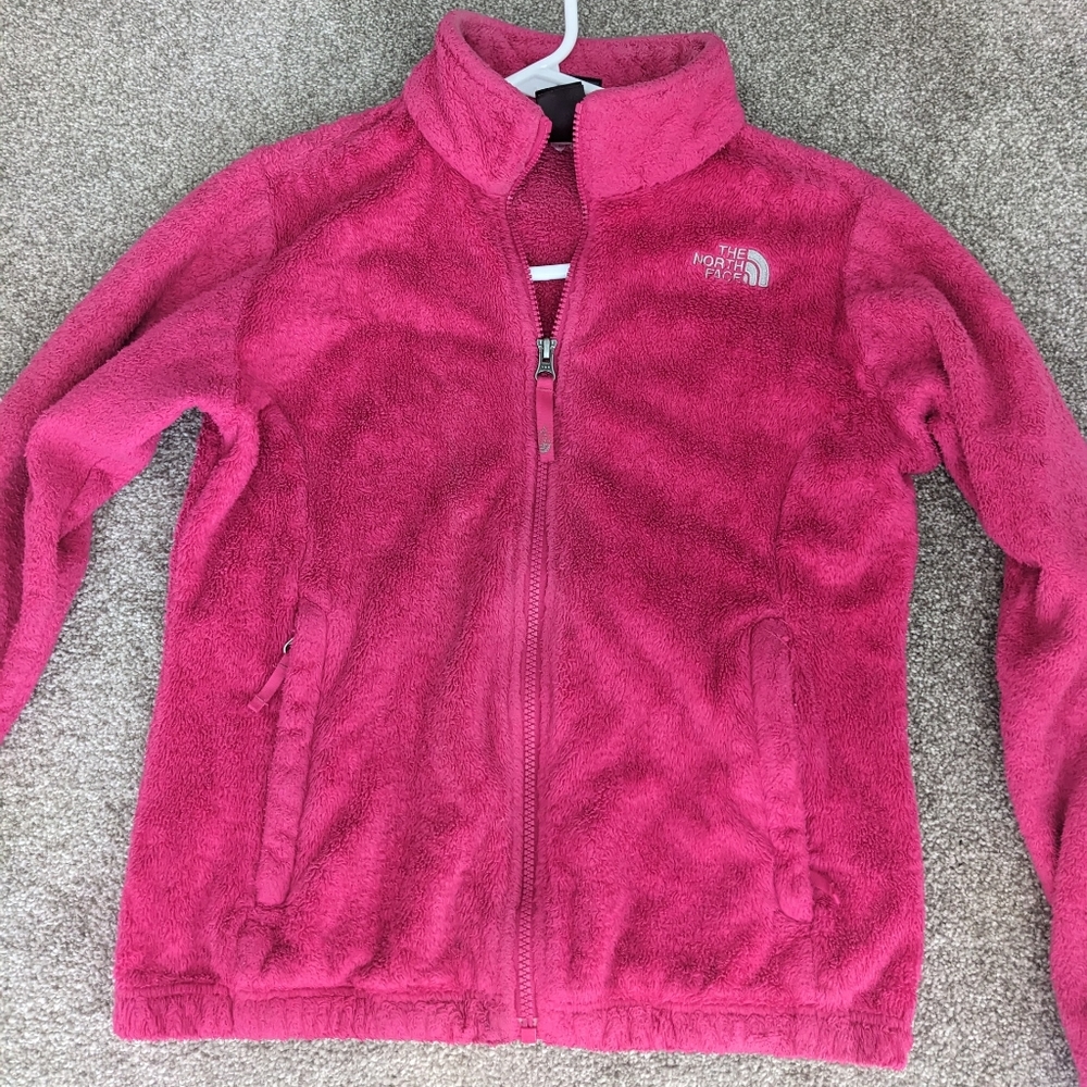 THE NORTH FACE Girl's Pink Full-Zip Plush Sweater Jacket, Size L 14/16